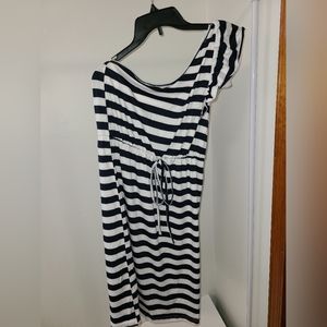 One Shoulder Striped Dress